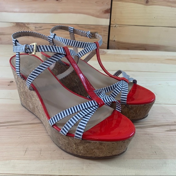 Kate spade stripped cork platform sandals 10.5 - Picture 2 of 16